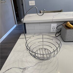 Silver Metal Fruit Basket with Banana Hook